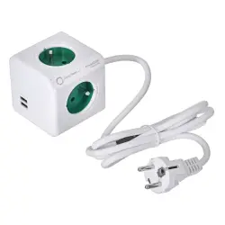 Przedłużacz allocacoc PowerCube Extended USB 2402GN/FREUPC (1,5m; kolor zielony)-1