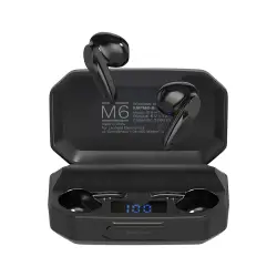 Bezprzewodowe słuchawki douszne z power bankiem Kruger&amp;Matz M6 - kolor czarny-1