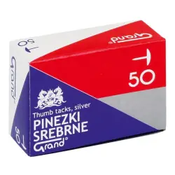Pinezki GRAND - srebrne 50szt. OPAKOWANIE op.x10 -21388