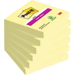 Karteczki POST-IT Super Sticky (654-6SSCY-EU), 76x76mm, 1x90 kart., żółty-625211