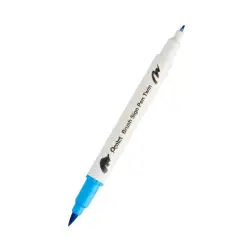 Pisak do kaligrafii PENTEL SESW30C Brush Pen dwustronny - błękitny
