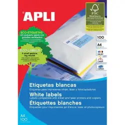 Etykiety APLI uniwersalne 63,5x46,6mm, zaokrąglone, białe 100 ark.-617810