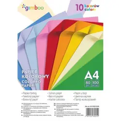 Papier kolorowy GIMBOO A4 100 arkuszy 80gsm 10 kolorów neonowych-625086