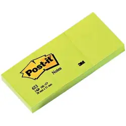 Karteczki POST-IT (653), 38x51mm, 3x100 kart., żółty-628165