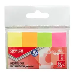 Zakładki index OFFICE PRODUCTS 20x50mm 4x40 kart.  mix kolorów neon-628850
