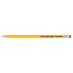 Ołówek drewniany DONAU HB żółty z gumką op.12-631712
